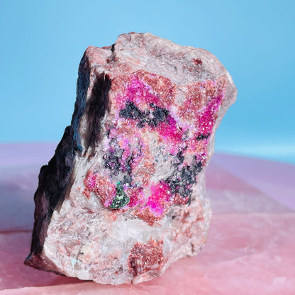 Cobaltocalcite 'Salrose' on Dolomite Raw Cluster Small Specimen (Video)