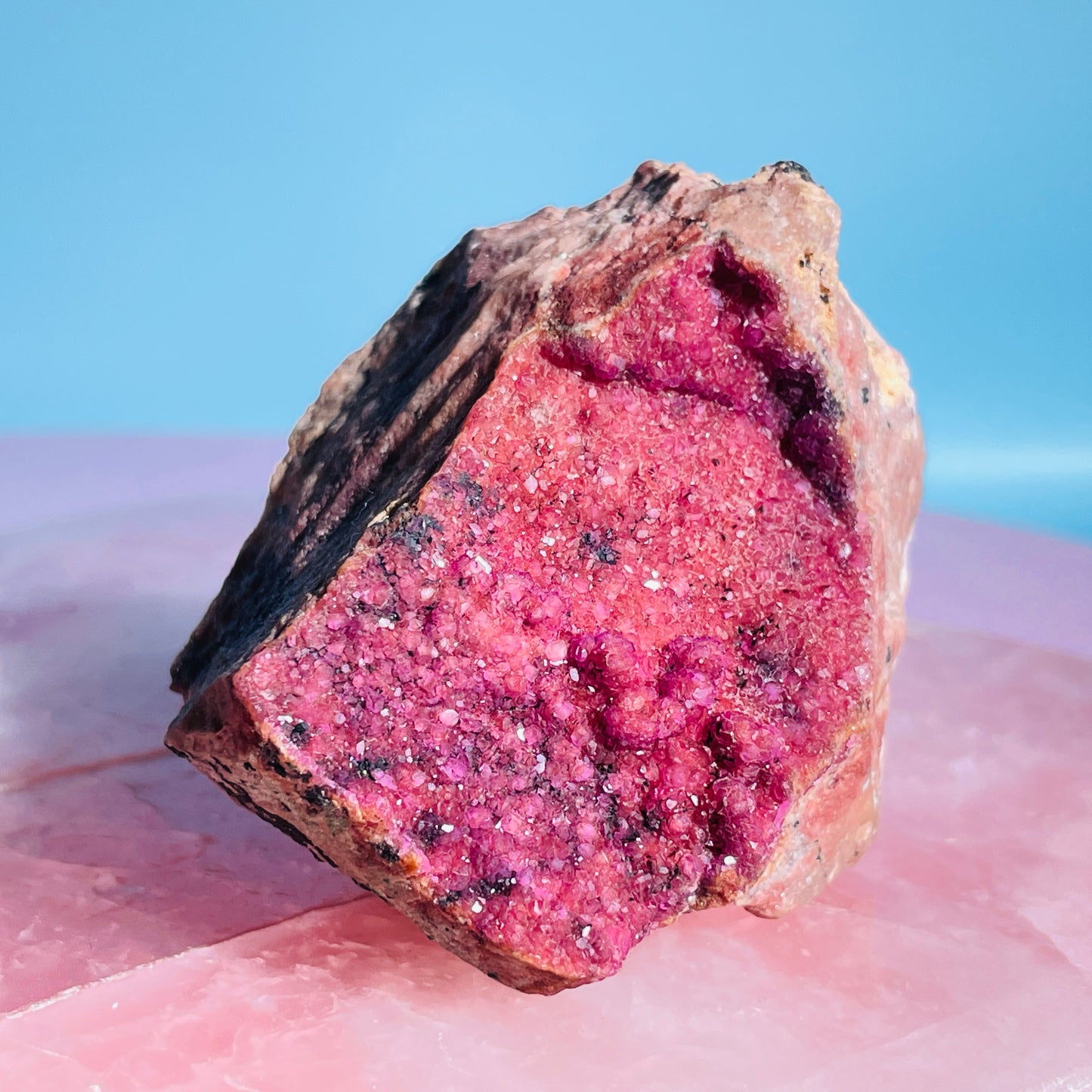 Cobaltocalcite 'Salrose' on Dolomite Raw Cluster Small Specimen (Video)