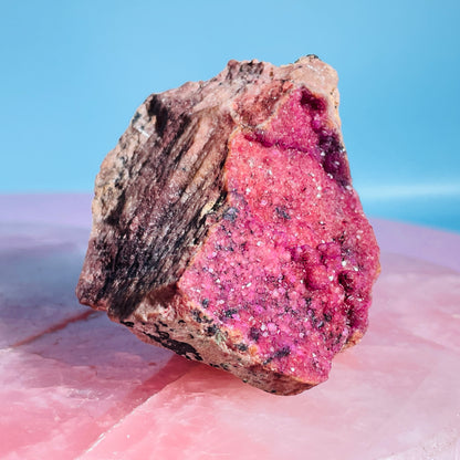 Cobaltocalcite 'Salrose' on Dolomite Raw Cluster Small Specimen (Video)