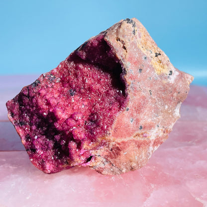 Cobaltocalcite 'Salrose' on Dolomite Raw Cluster Small Specimen (Video)