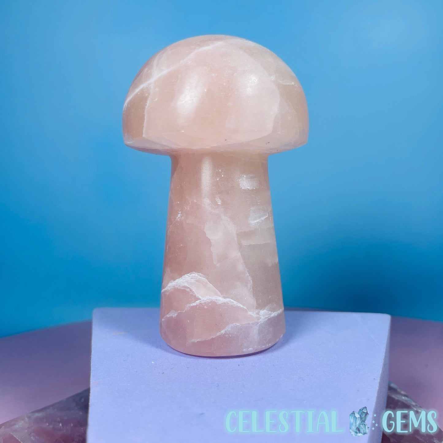 Rose Calcite Mushroom Medium Carving