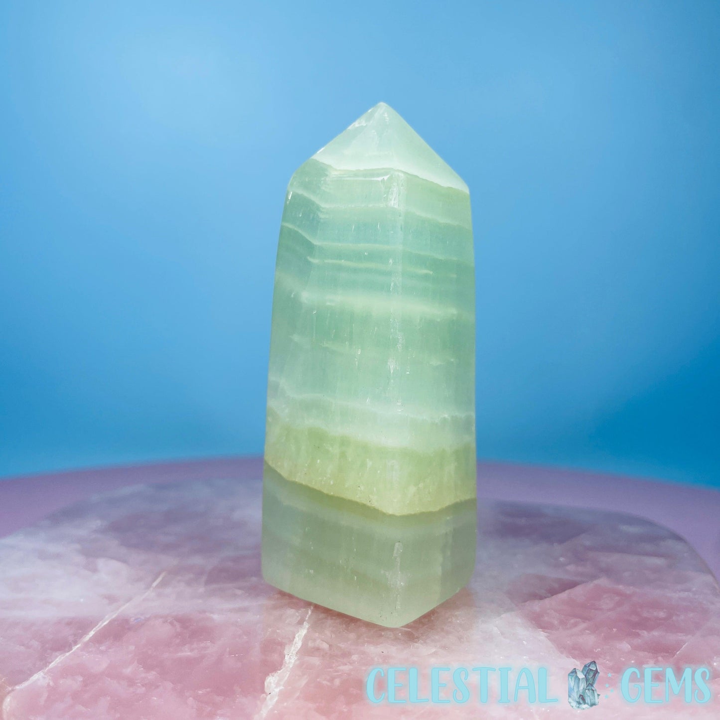 Pistachio Calcite Small Obelisk Tower