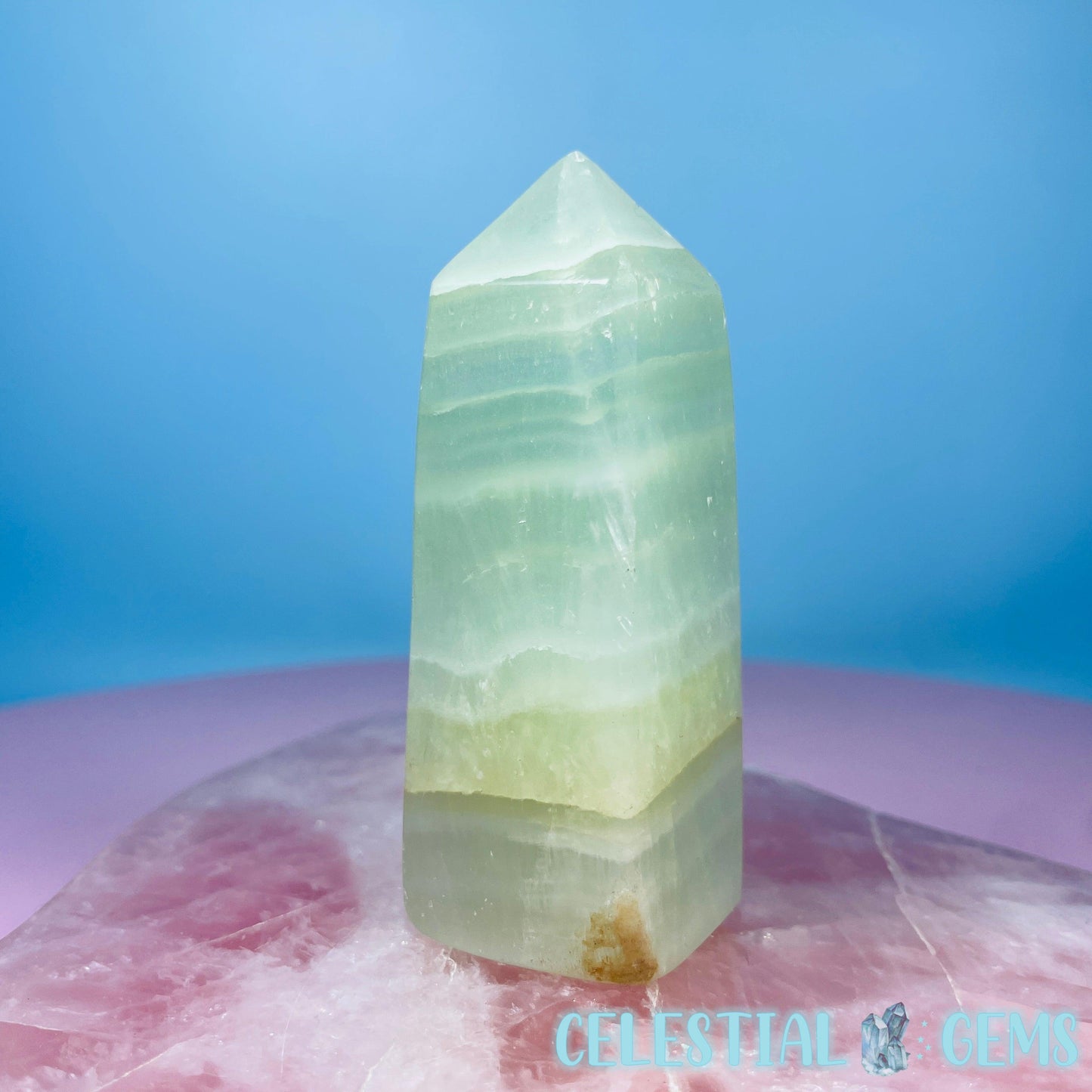 Pistachio Calcite Small Obelisk Tower