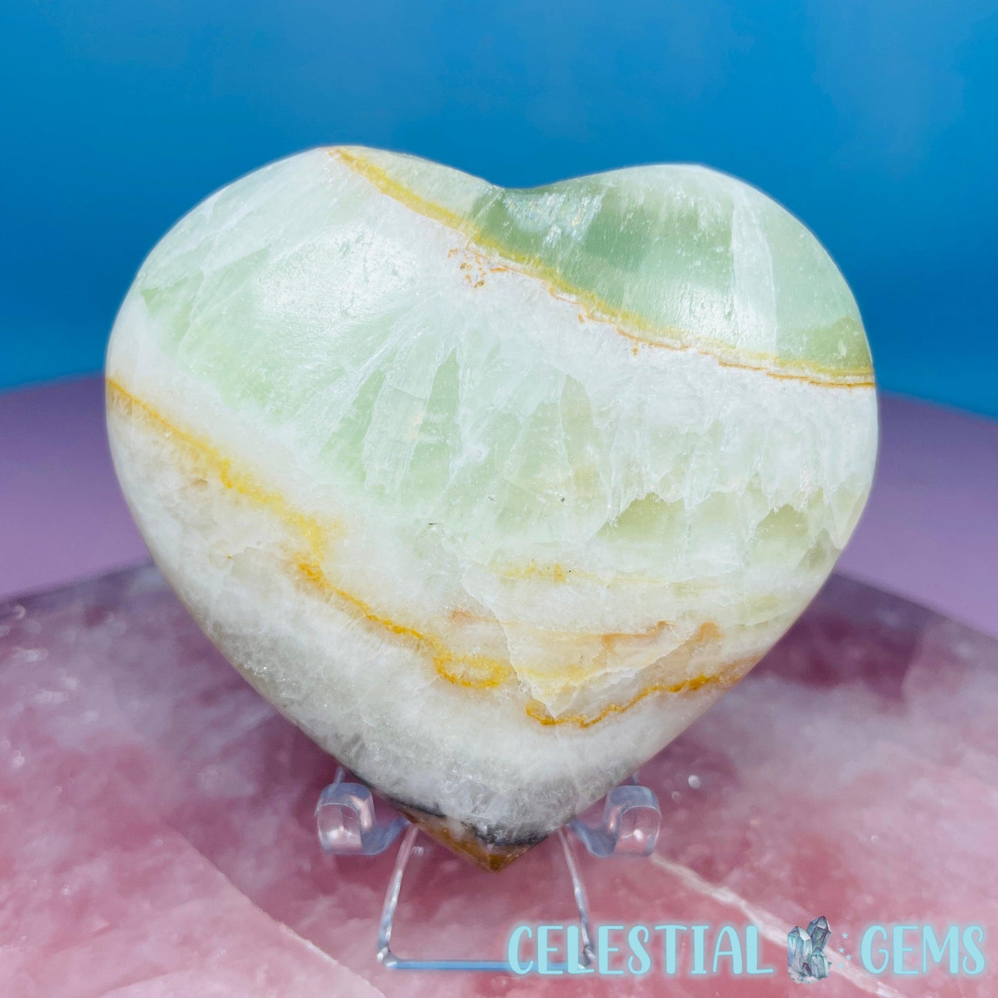 Pistachio Calcite Heart Medium Carving