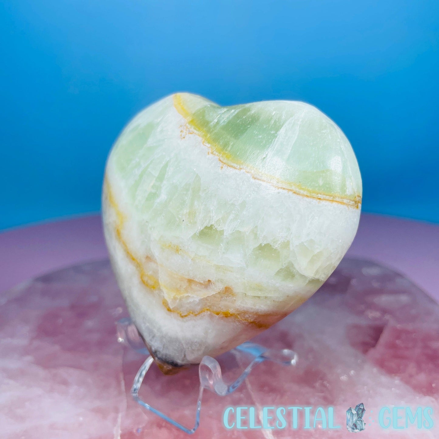 Pistachio Calcite Heart Medium Carving