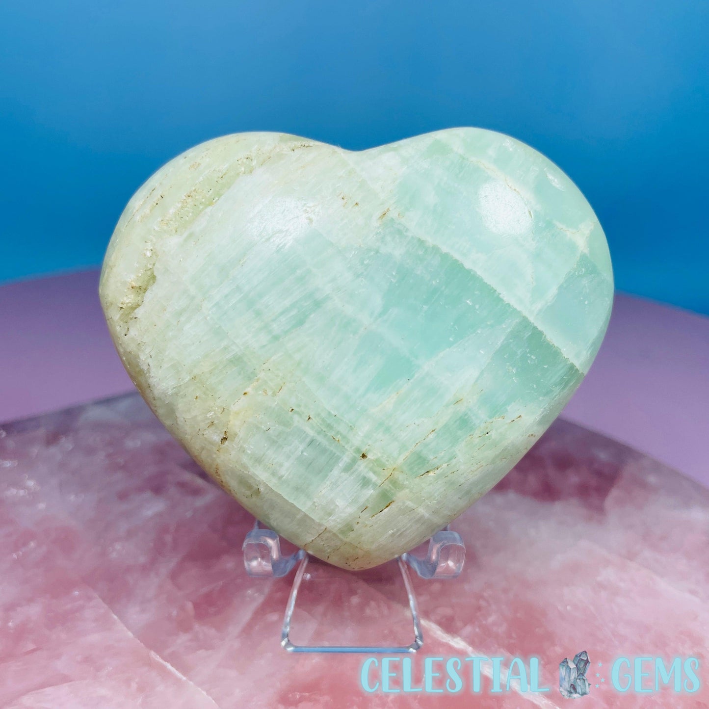 Pistachio Calcite Heart Medium Carving