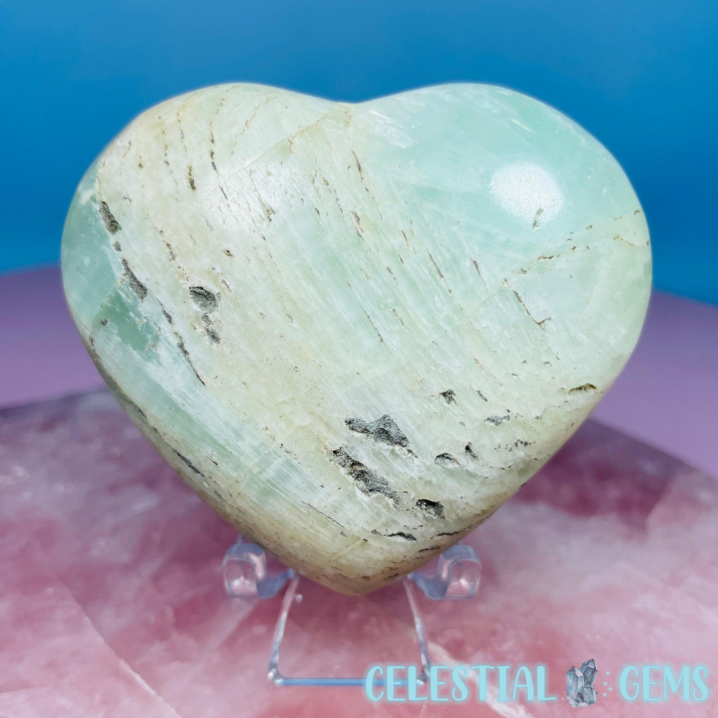 Pistachio Calcite Heart Medium Carving