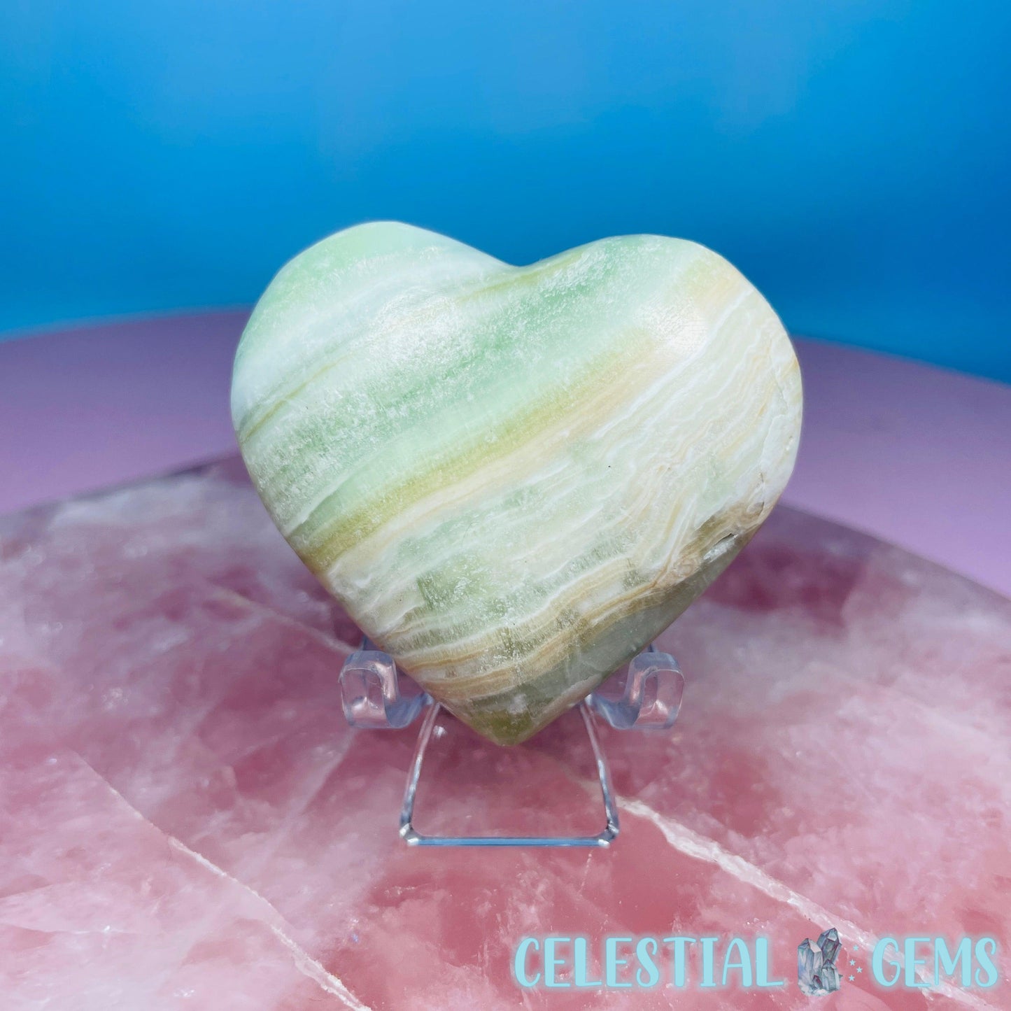 Pistachio Calcite Heart Medium Carving