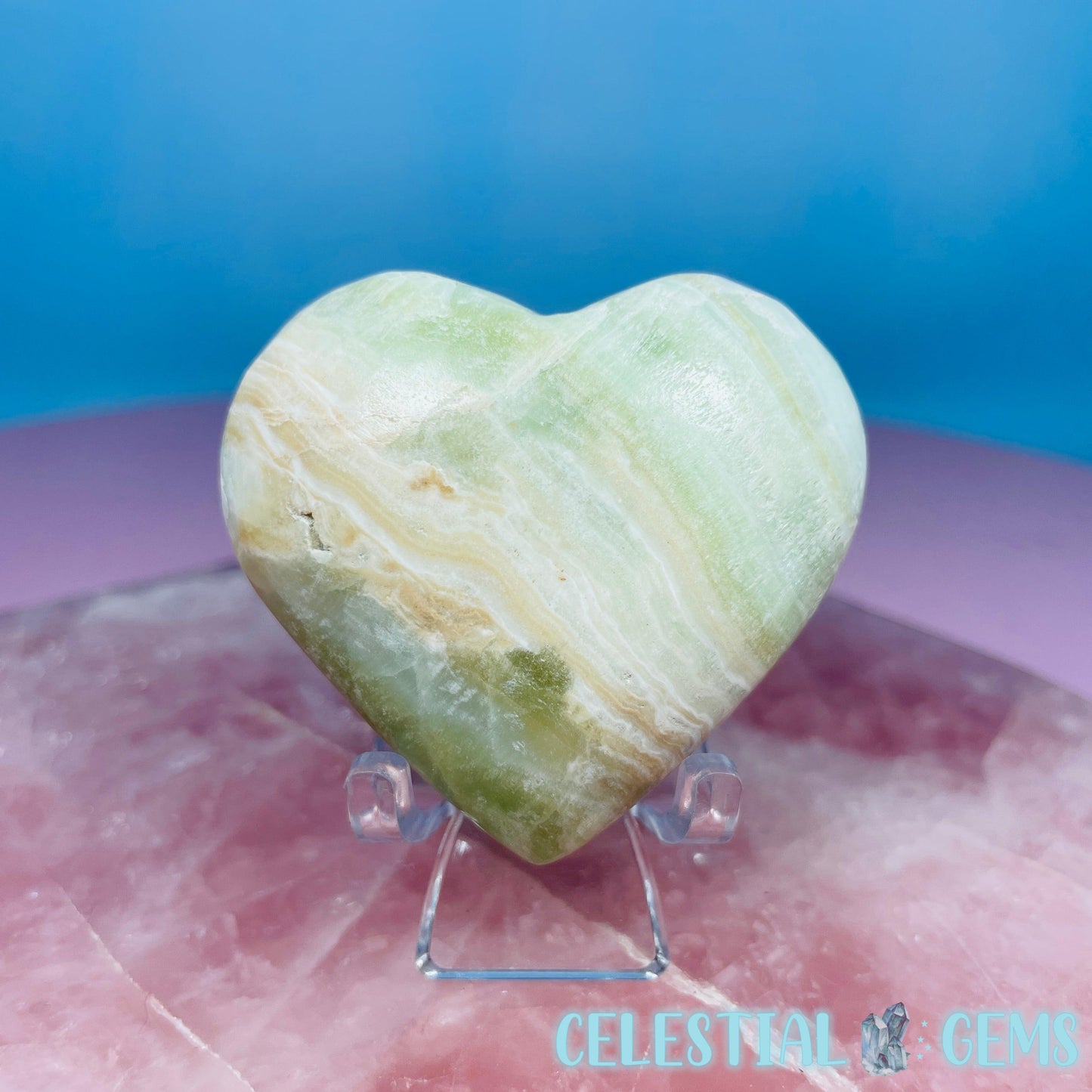 Pistachio Calcite Heart Medium Carving