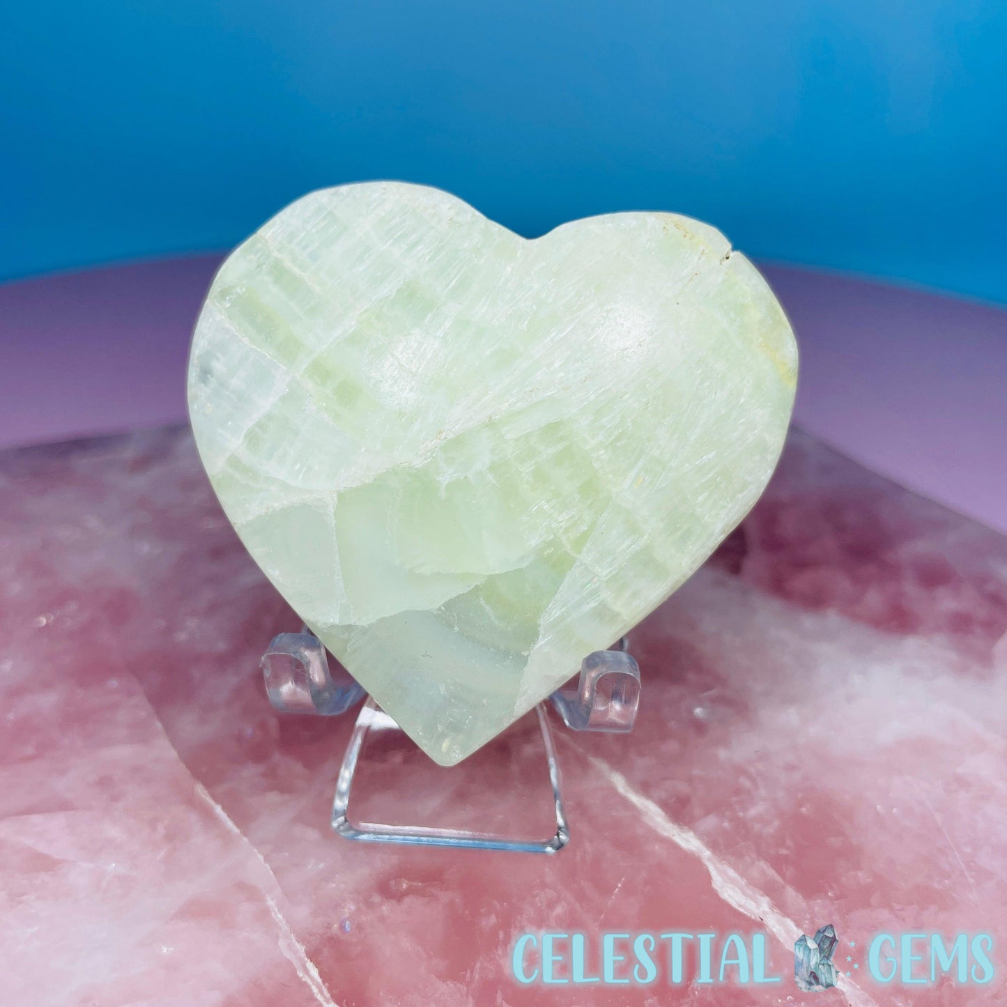 Pistachio Calcite Heart Medium Carving