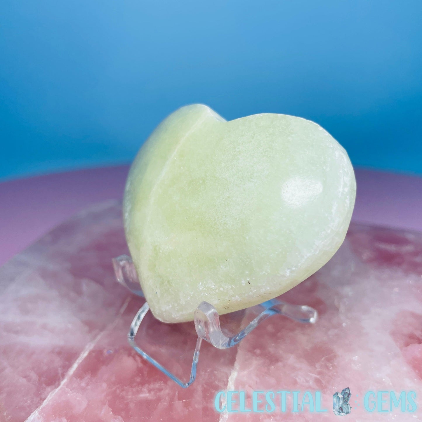 Pistachio Calcite Heart Medium Carving