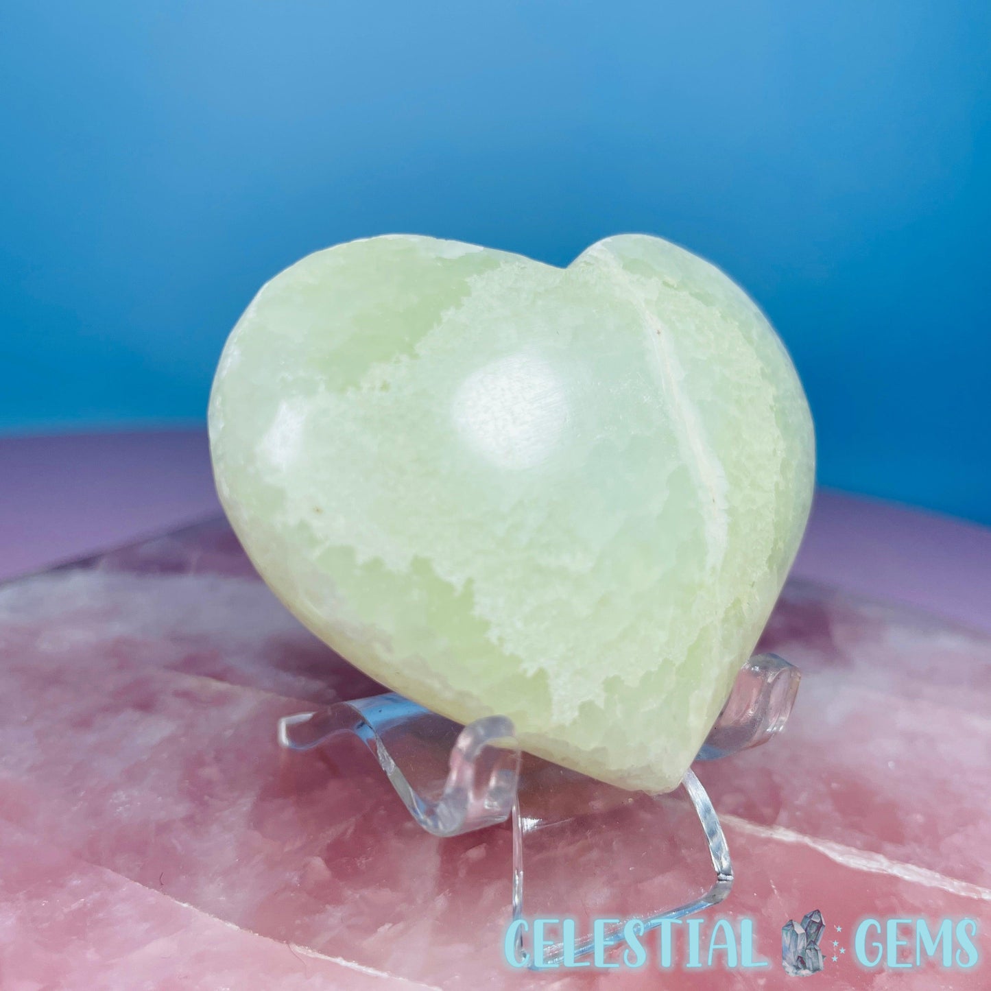 Pistachio Calcite Heart Medium Carving