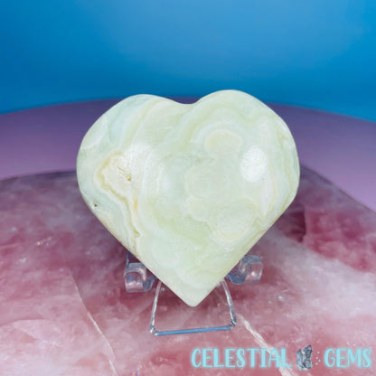 Pistachio Calcite Heart Medium Carving