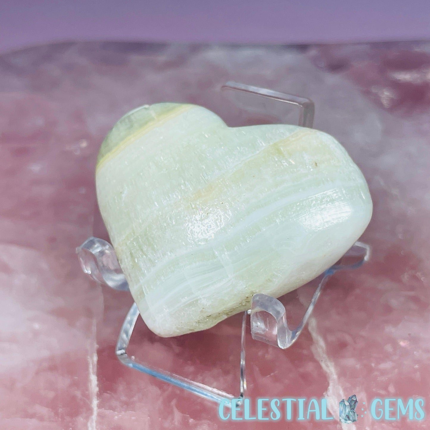 Pistachio Calcite Heart Small Carving