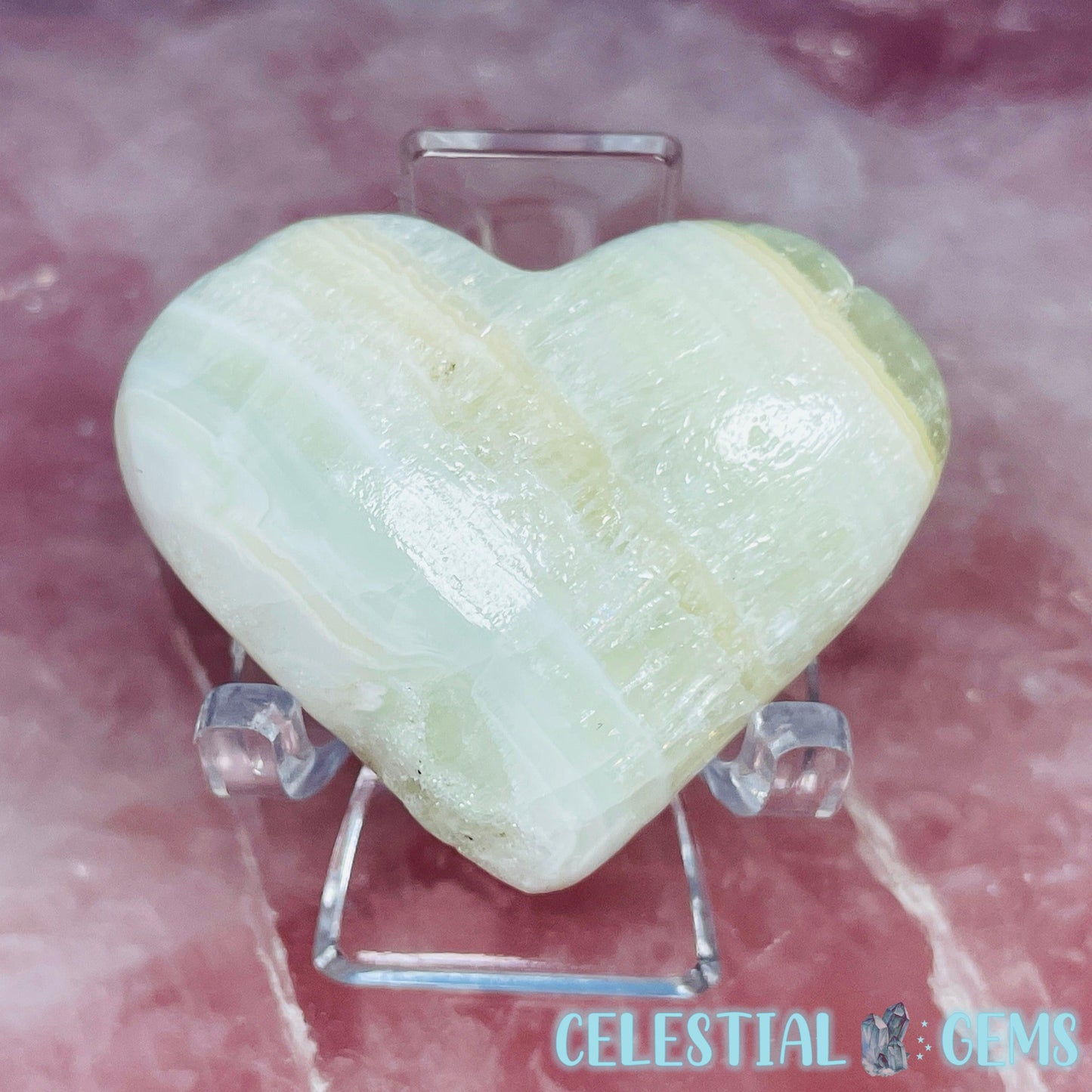 Pistachio Calcite Heart Small Carving