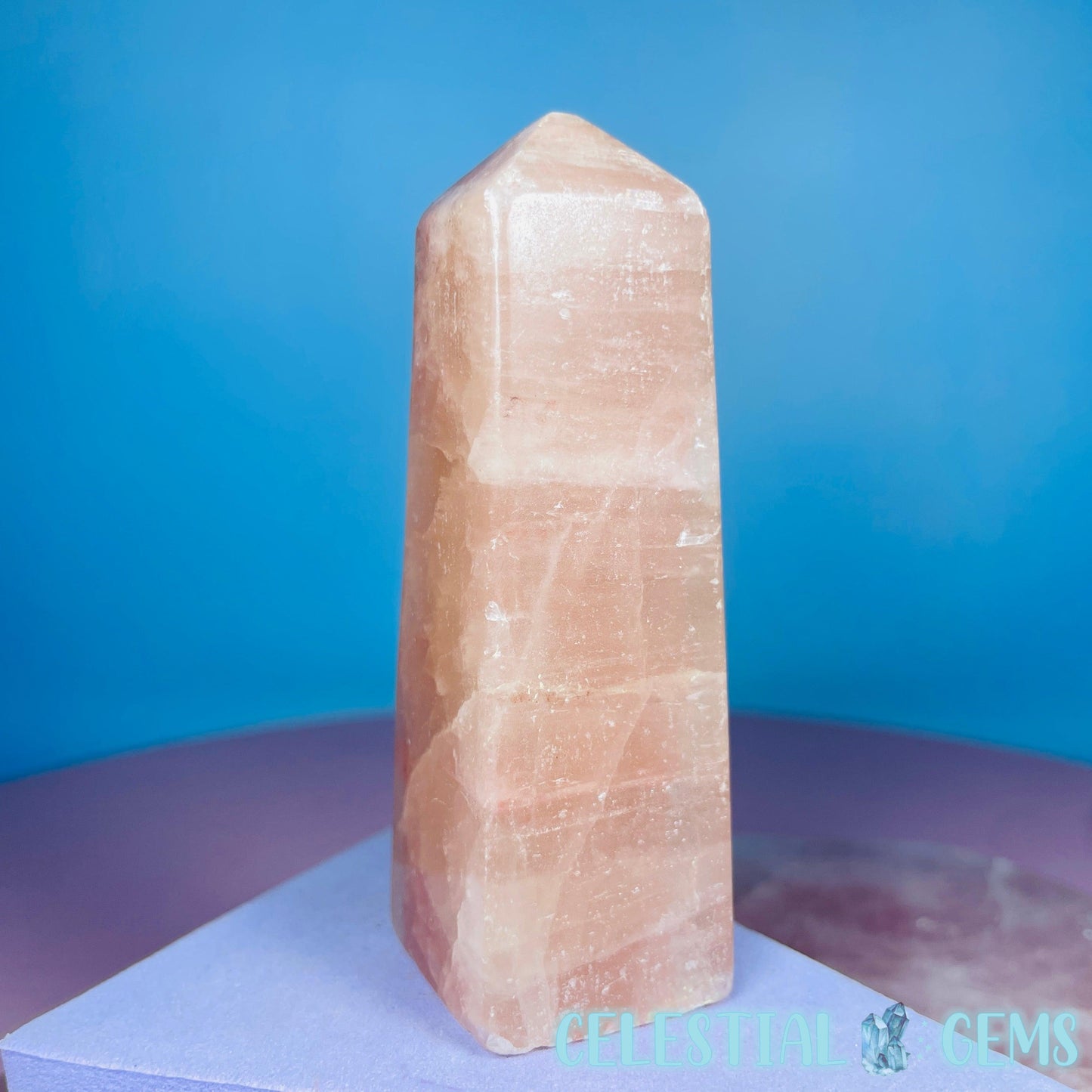 Rose Calcite Small Obelisk Tower