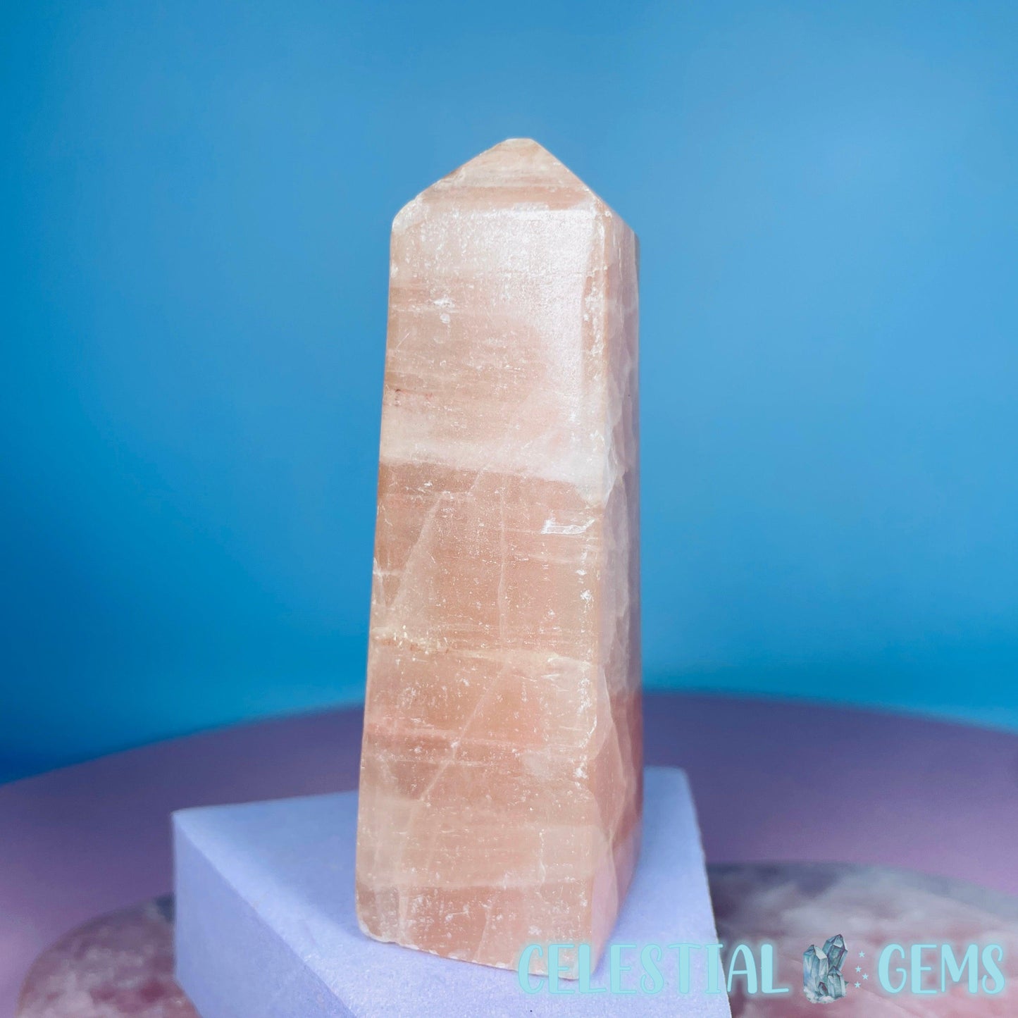 Rose Calcite Small Obelisk Tower