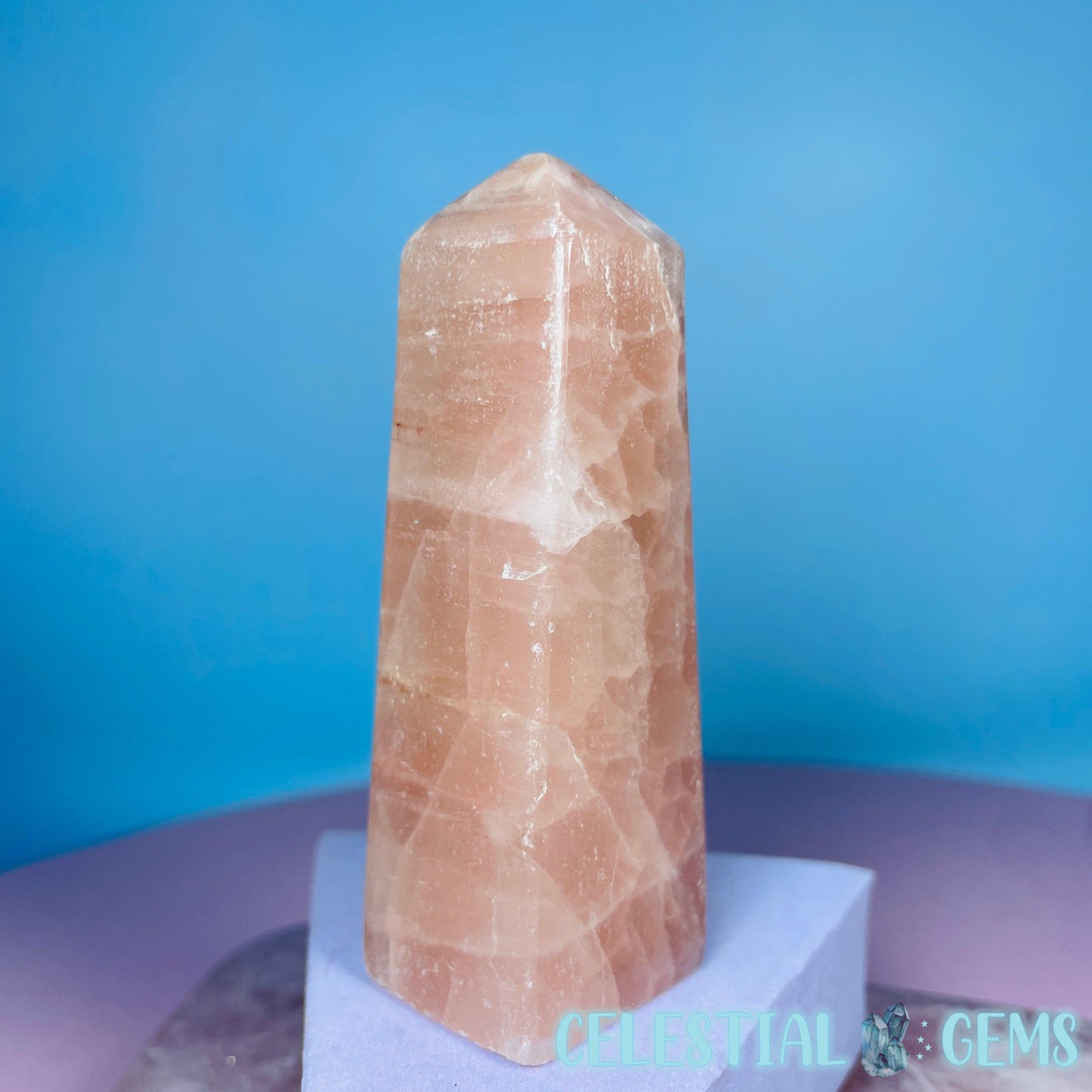 Rose Calcite Small Obelisk Tower