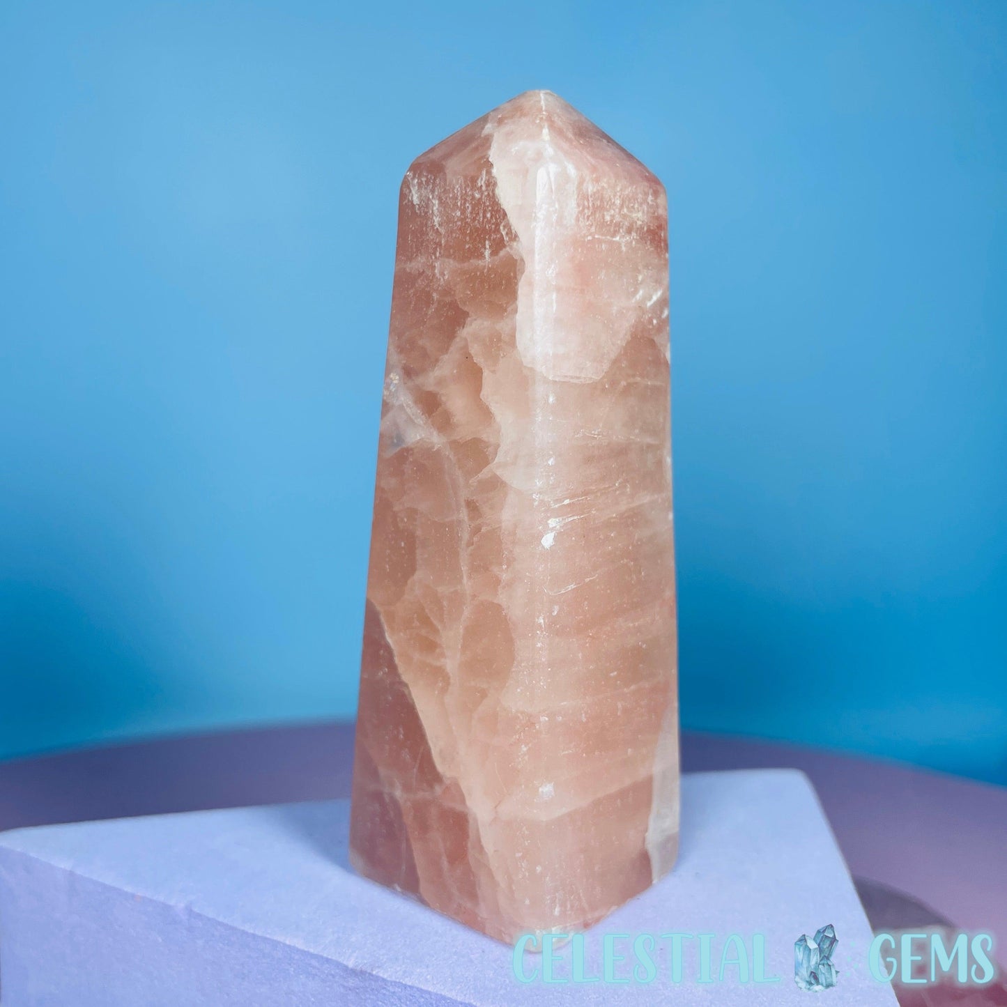 Rose Calcite Small Obelisk Tower