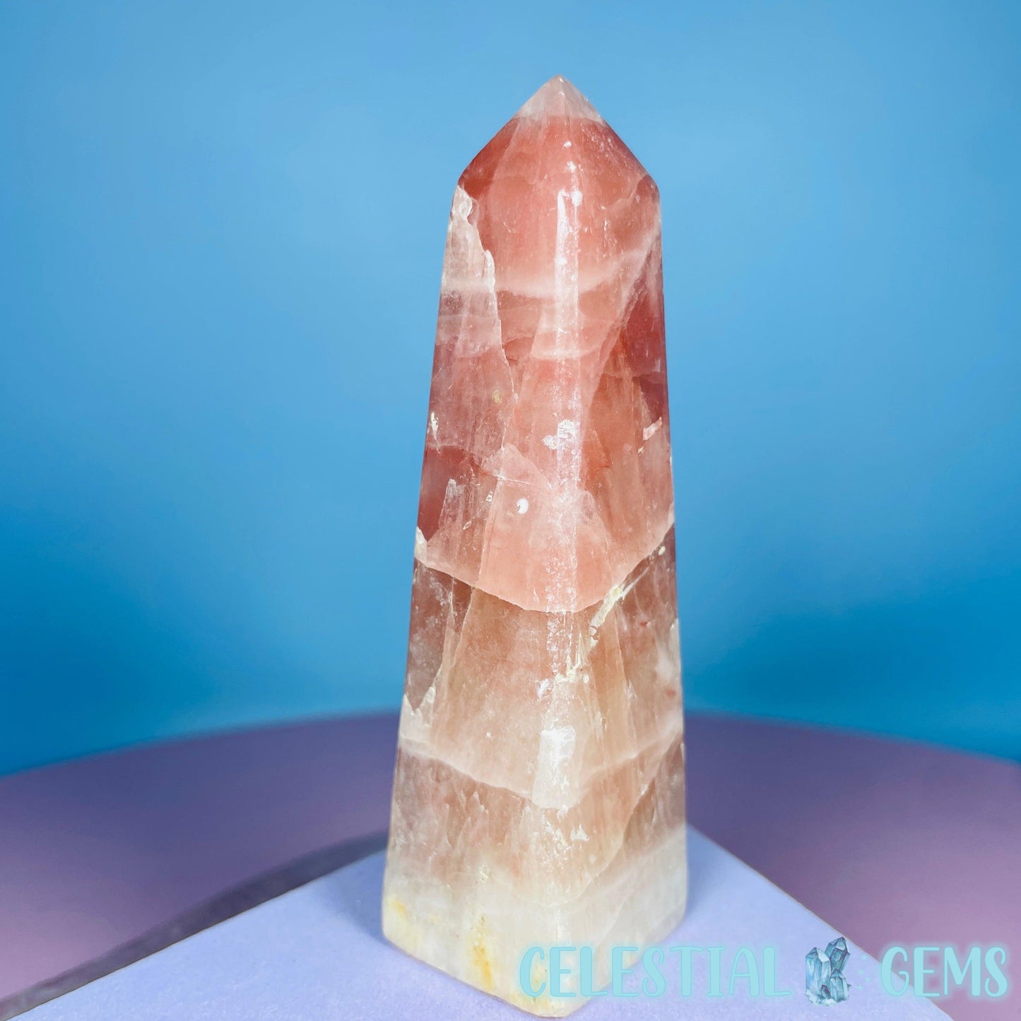 Rose Calcite Small Obelisk Tower