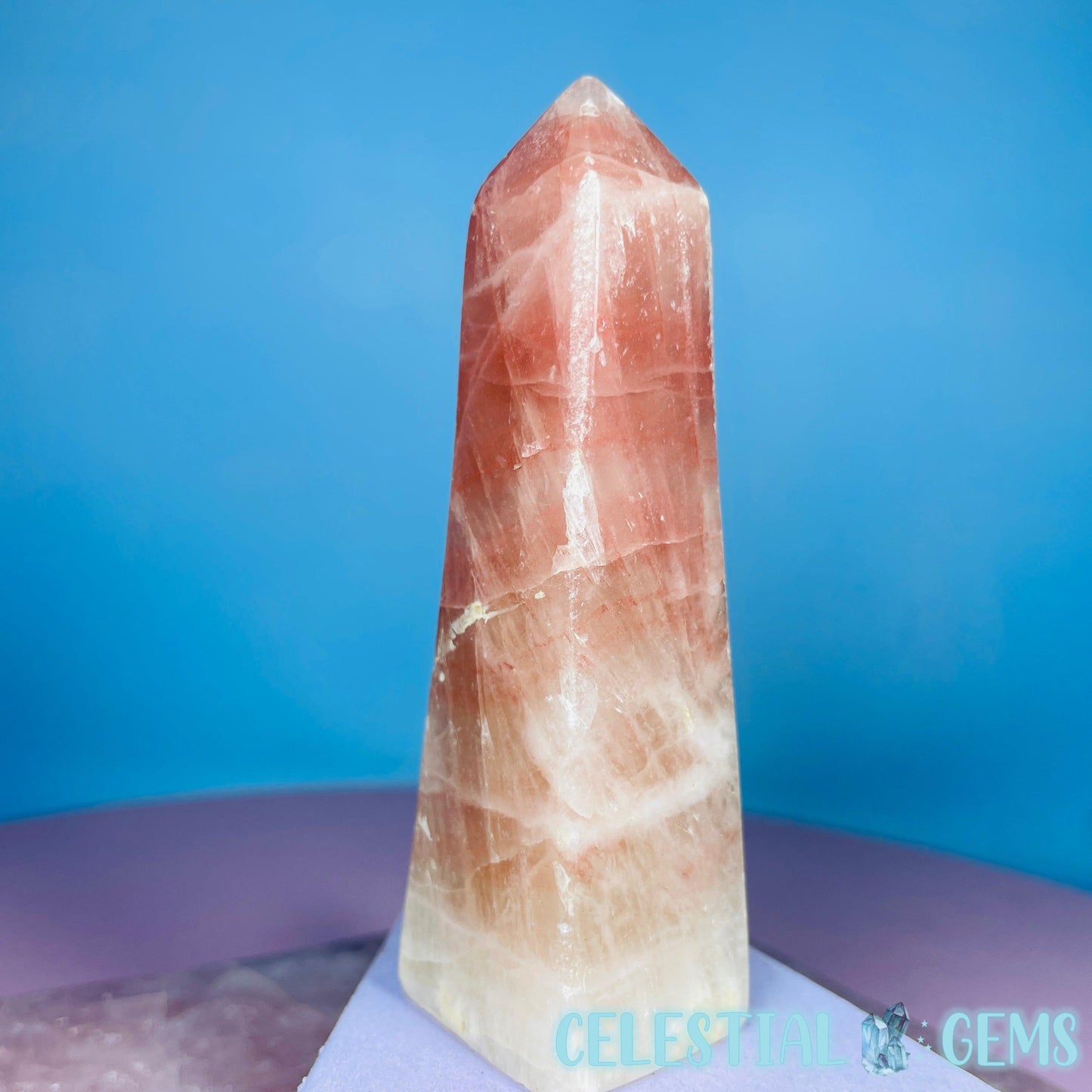 Rose Calcite Small Obelisk Tower