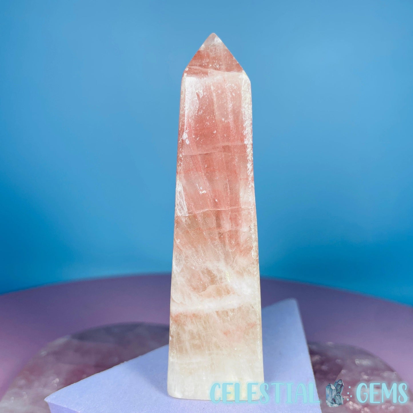 Rose Calcite Small Obelisk Tower