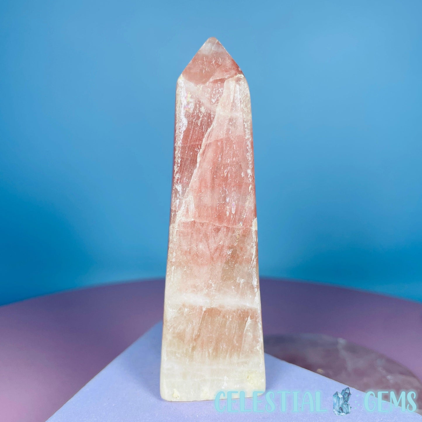 Rose Calcite Small Obelisk Tower