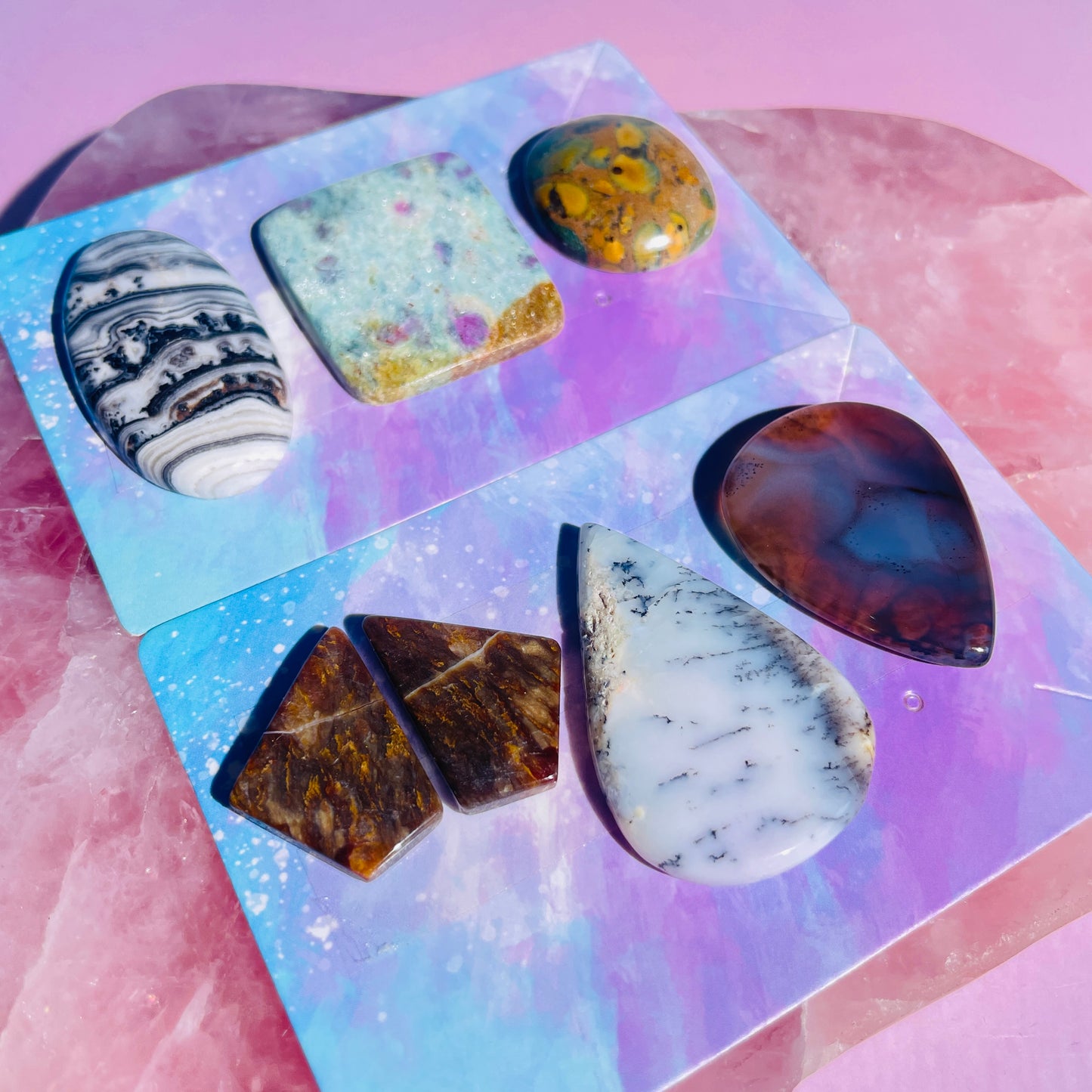 Mixed Crystal Cabochon Set of 7 (Video)