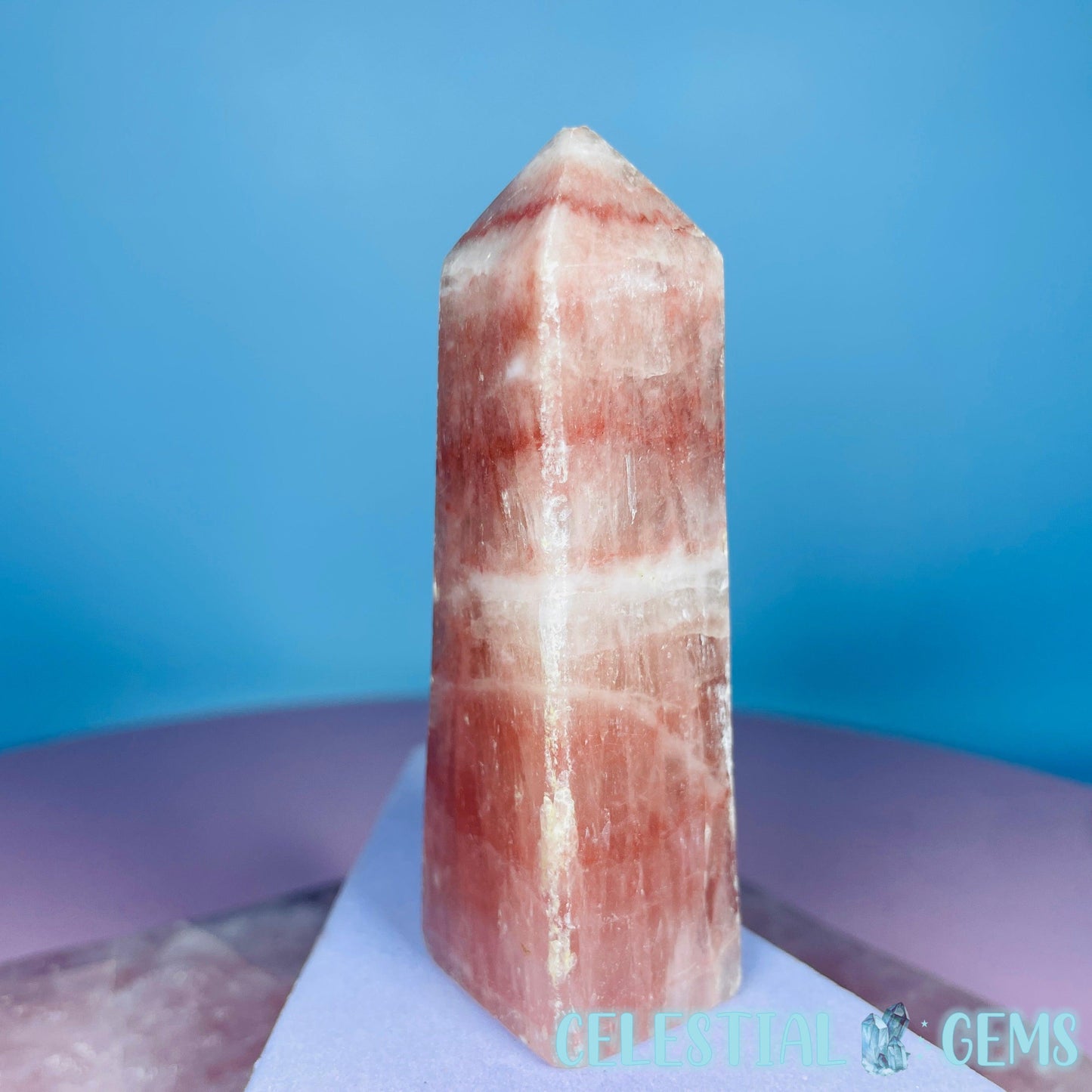 Rose Calcite Small Obelisk Tower