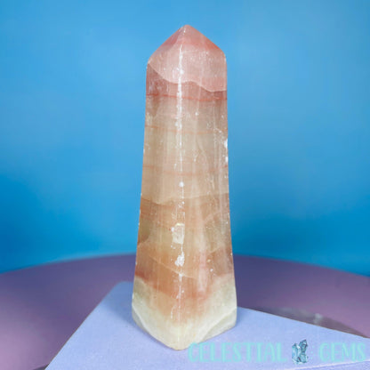 Rose Calcite Small Obelisk Tower