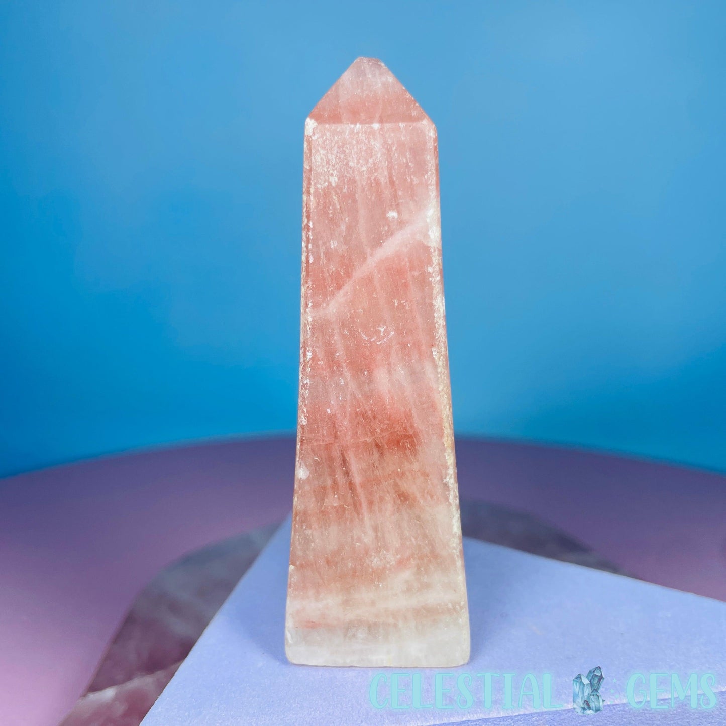 Rose Calcite Small Obelisk Tower