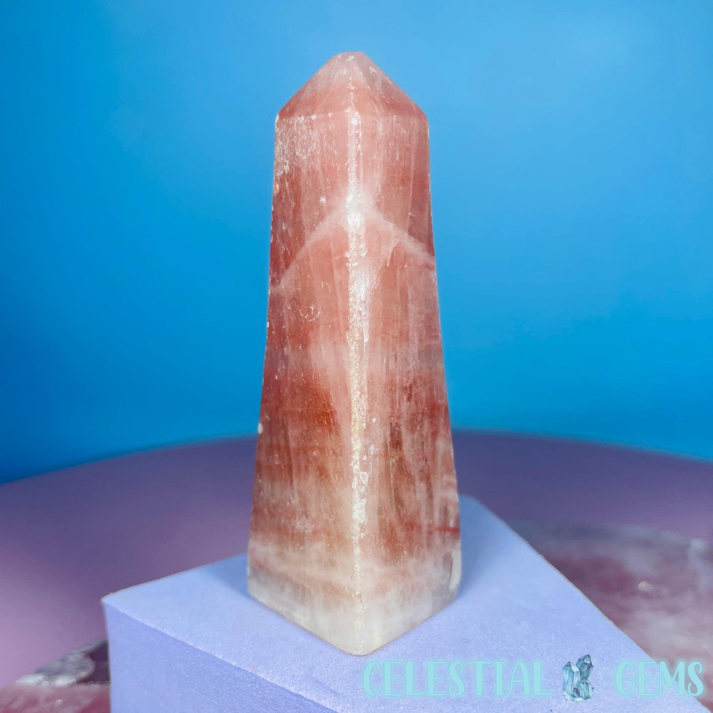 Rose Calcite Small Obelisk Tower