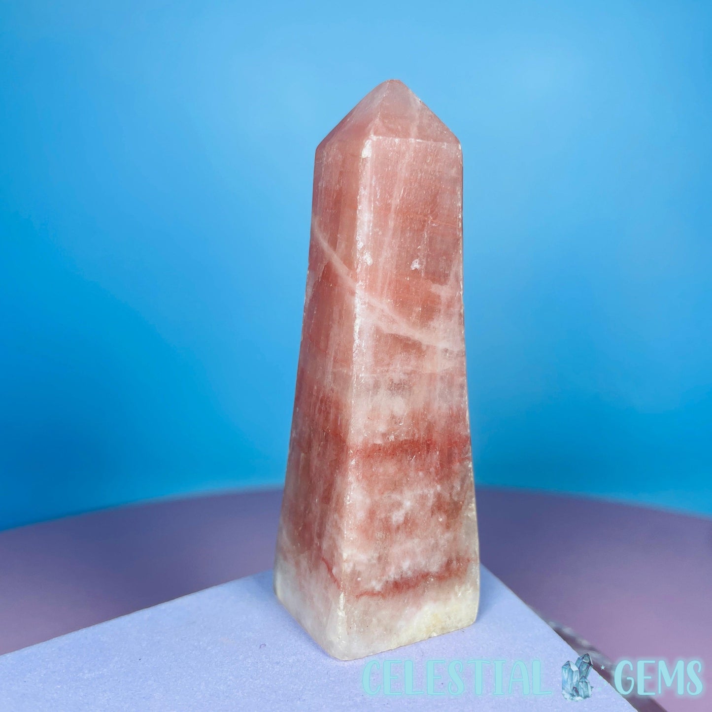 Rose Calcite Small Obelisk Tower