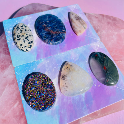 Mixed Crystal Cabochon Set of 6 (Video)