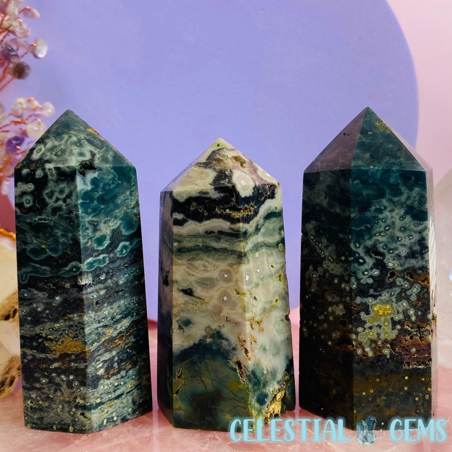 Green Ocean Jasper Small Chunky Tower