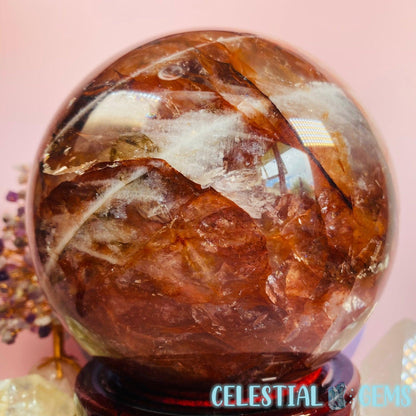 Fire Rose Quartz XXL Sphere with Stand