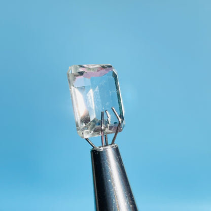 White Topaz Faceted Emerald-Cut Gemstone in Specimen Box