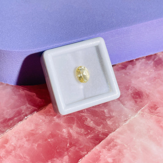 Natural Citrine Faceted Oval-Cut Gemstone in Specimen Box