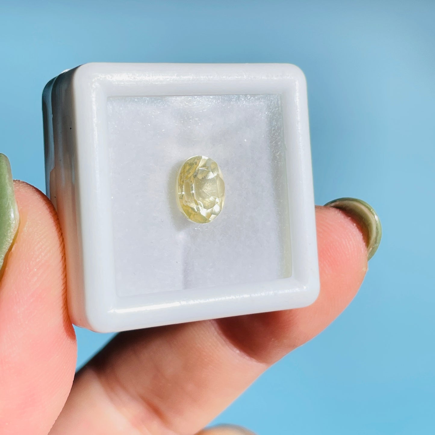 Natural Citrine Faceted Oval-Cut Gemstone in Specimen Box