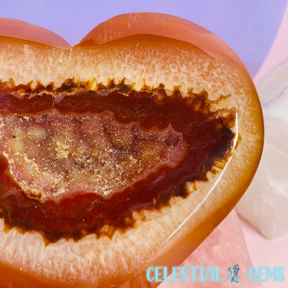 Druzy Carnelian Agate Heart Large Carving