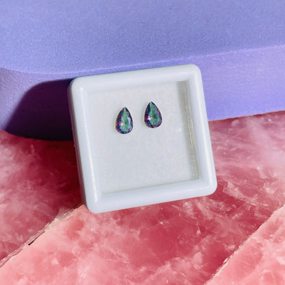 Mystic Topaz Set of 2 Faceted Pear-Cut Gemstones in Specimen Box