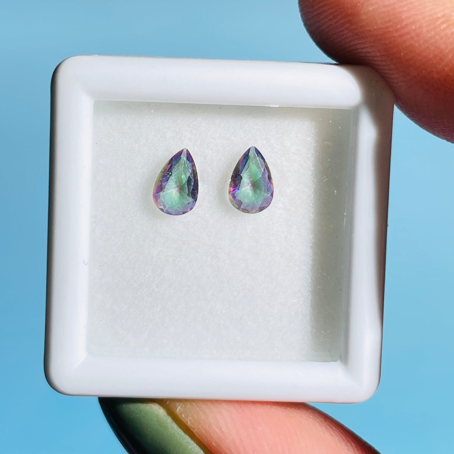 Mystic Topaz Set of 2 Faceted Pear-Cut Gemstones in Specimen Box