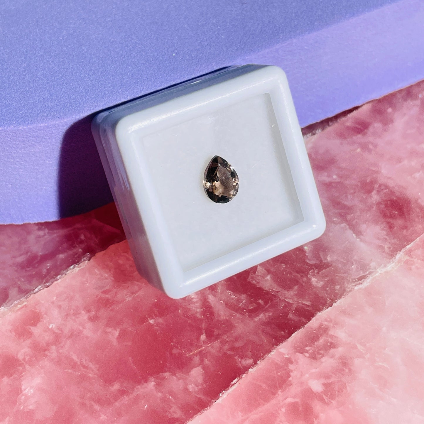 Smoky Quartz Faceted Oval-Cut Gemstone in Specimen Box