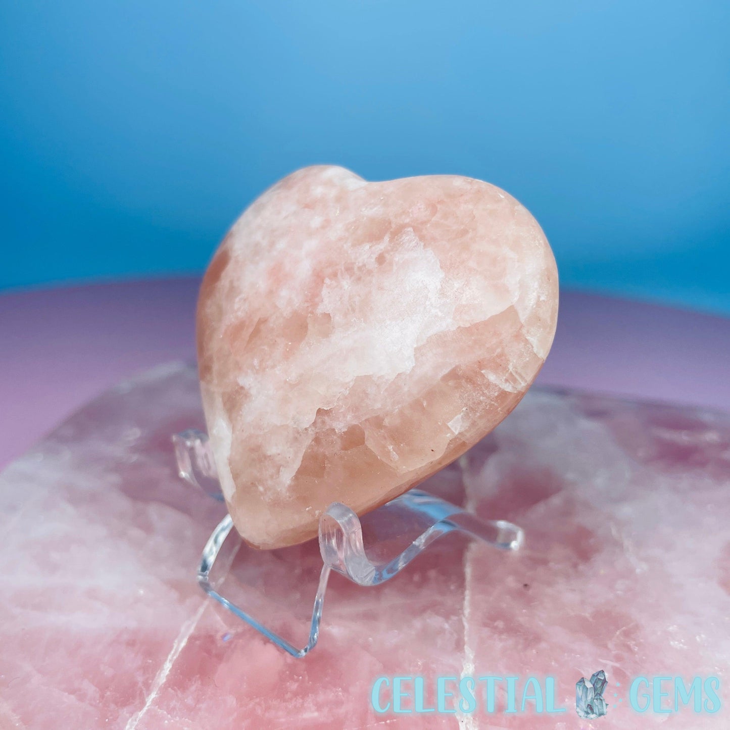 Rose Calcite Heart Medium Carving