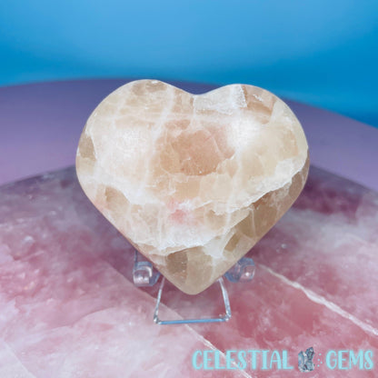 Rose Calcite Heart Medium Carving