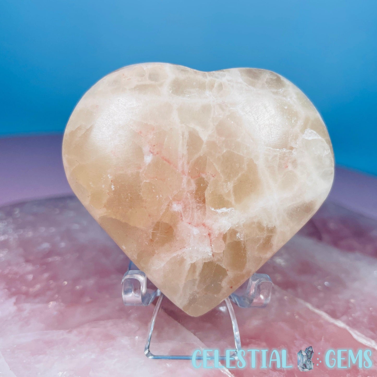 Rose Calcite Heart Medium Carving