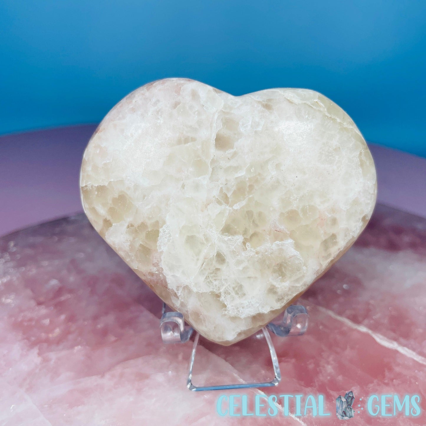 Rose Calcite Heart Medium Carving