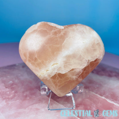 Rose Calcite Heart Medium Carving