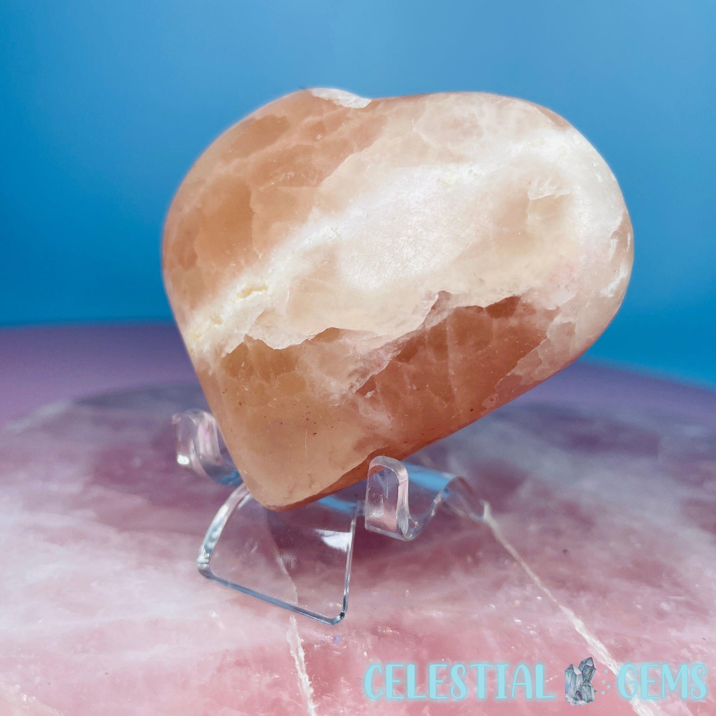 Rose Calcite Heart Medium Carving