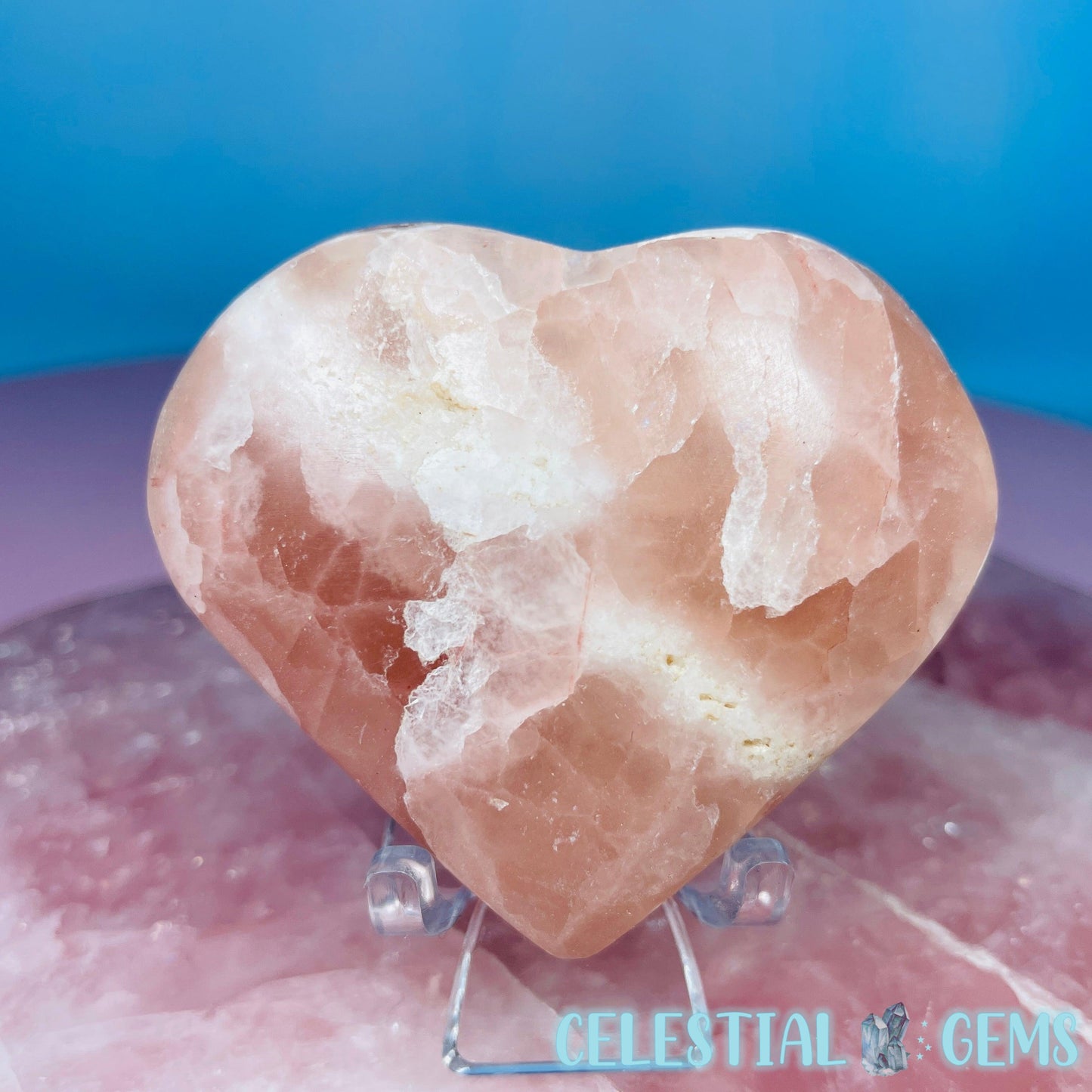 Rose Calcite Heart Medium Carving